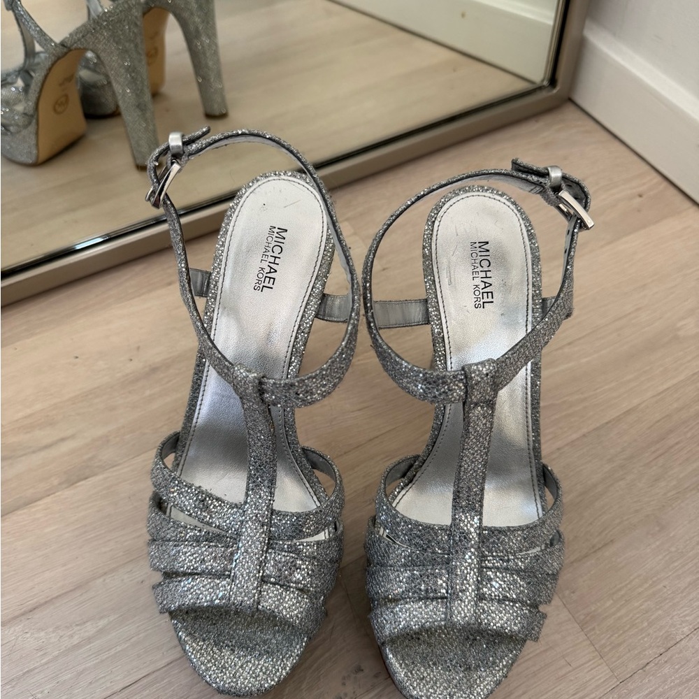 Michael Kors Silver Glitter Heels